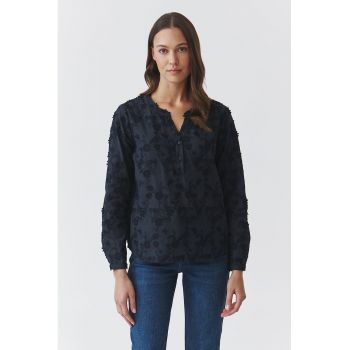 Bluza de bumbac cu broderie florala