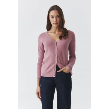 Cardigan striat cu decolteu in V