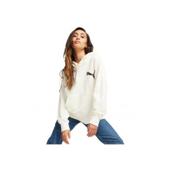 Hanorac femei  Swarovski Crystals Oversized Hoodie 29651 - Alb