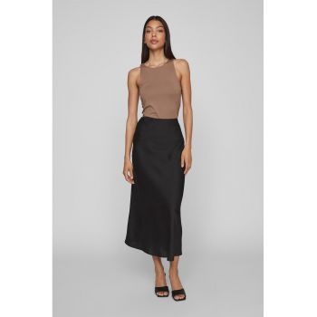 Fusta midi cu aspect de satin
