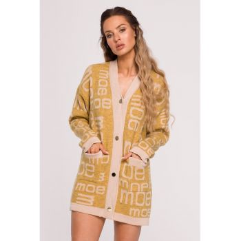 Cardigan cu buzunare aplicate -  Galben