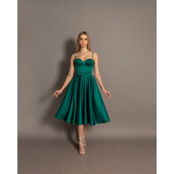 Rochie midi Holly Verde tafta elastica cupe bust