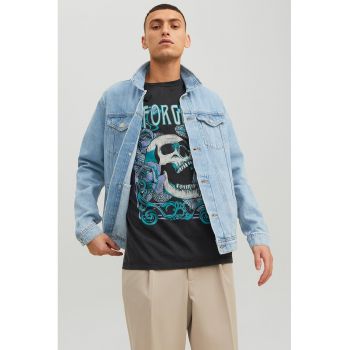 Jacheta de denim cu buzunare cu clapa de firma originala