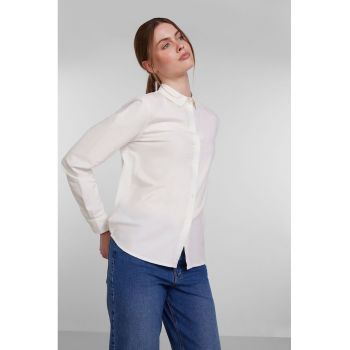 Camasa din bumbac cu maneci lungi si model uni