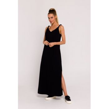 Rochie maxi cu decolteu adanc la spate -  Negru -