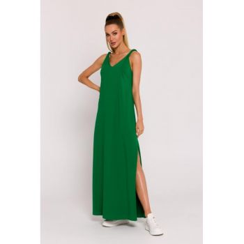Rochie maxi cu decolteu adanc la spate -  Verde -