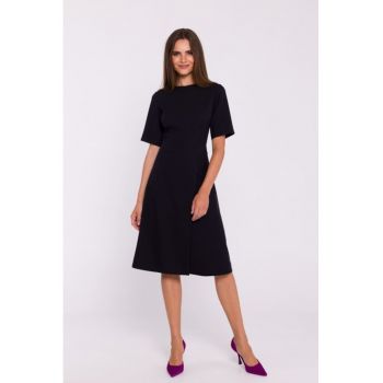 Rochie trapez cu pliuri -  Negru -