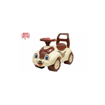 Masinuta copii fara pedal ride-on TechnoK cu claxon veverita, potrivita pentru copii intre 1-3 ani, greutate maxim suportata 20 kg, volan cu claxon, spatiu de depozitare sub scaun