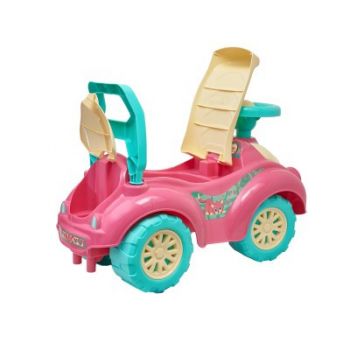Masinuta copii fara pedale ride-on TechnoK pisica, potrivita pentru copii intre 1-3 ani, greutate maxim suportata 20 kg, volan cu claxon, spatiu de depozitare sub scaun
