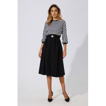Rochie casual in clos din tricot si crepe Molly Bicolora