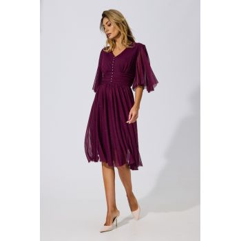 Rochie de ocazie din voal cu sclipici Felicity Violet