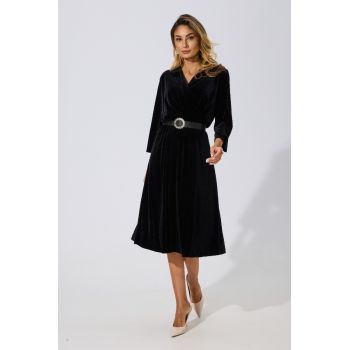 Rochie de ocazie din catifea cu decolteu petrecut Katelyn Neagra