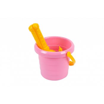 Set jucarii de nisip pentru copii TechnoK cu galeata roz si accesorii
