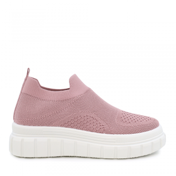 Sneakers slip on femei Solo Donna roz  din material knitted 2545DPS0192RO