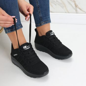 Pantofi dama sport negri din textil Kiera ieftini