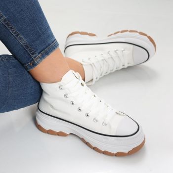 Sneakers dama albi din textil Faye de firma originali