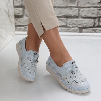 Pantofi dama casual Albastri din Piele Ecologica Asnes ieftini la reducere