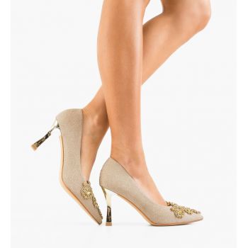 Pantofi stiletto dama Laurie Aurii 2 ieftini