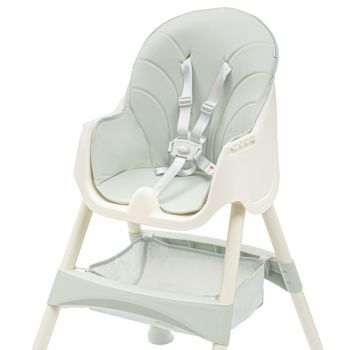 Scaun de masa 2in1 transformabil in scaunel clasic cu cos pentru accesorii,husa detasabila,tavita dubla detasabila,centura de siguranta si suport picioare Nora Dusty Green