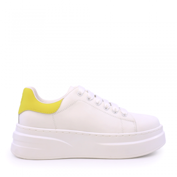Sneakers ușori femei Benvenuti alb cu galben din piele 1279DP1223AG