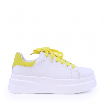 Sneakers ușori femei Benvenuti alb cu galben din piele 1279DP1223AG ieftini la reducere