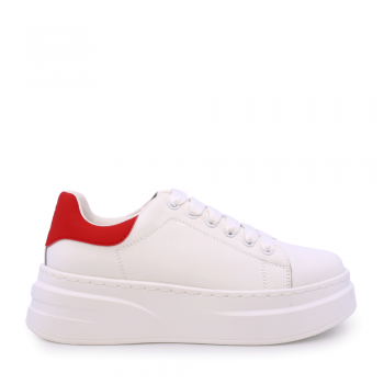 Sneakers ușori femei Benvenuti alb cu roșu din piele 1279DP1223AR