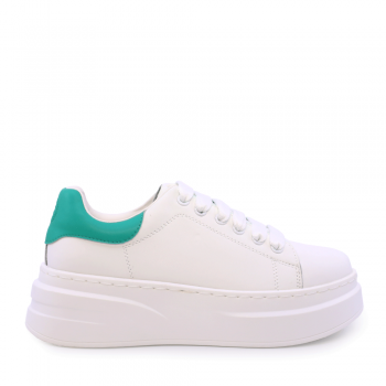 Sneakers ușori femei Benvenuti alb cu verde din piele 1279DP1223AV