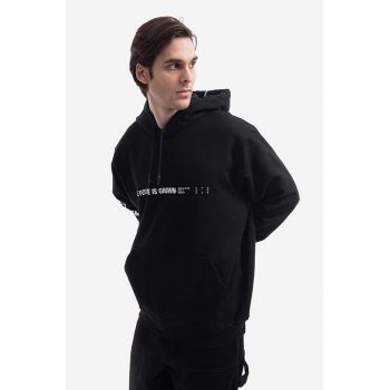 MCQ hanorac de bumbac Manifesto bărbați, culoarea negru, cu glugă, cu imprimeu 624727RST751000-BLACK