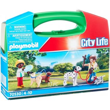 Playmobil - Set Portabil Copii Cu Catelusi