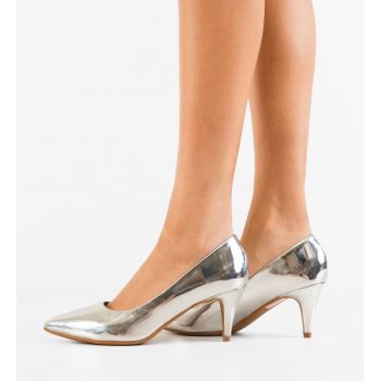 Pantofi stiletto dama Fiona Argintii ieftini