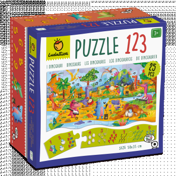 Puzzle 123 - Dinozauri, 25 piese, Ludattica, + 3 ani