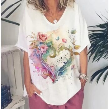 Bluza cu flori, de dama, maneca scurta, model 118 - marimea M