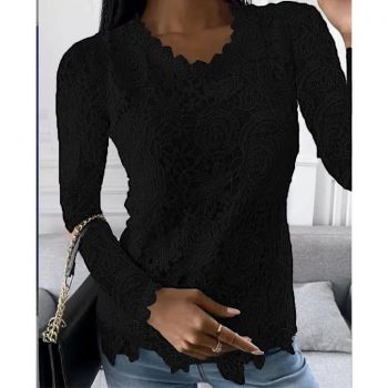 Bluza eleganta nragra de dama model cu dantela, model 5
