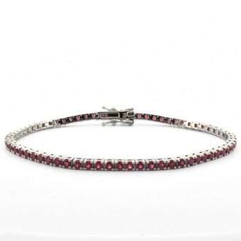 Bratara Tennis Argint 925, Cristale Zirconiu Fucsia 2mm, Lungime 19 cm, pentru Dama