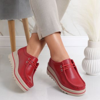 Pantofi dama cu platforma Rosii din Piele Naturala Jasya ieftini