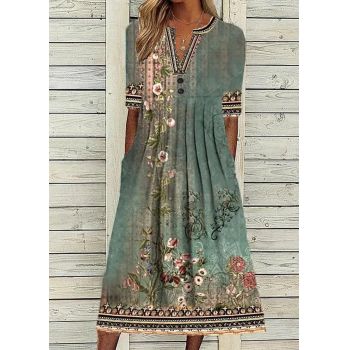 Rochie verde cu flori, de dama, Siri, marimea XL