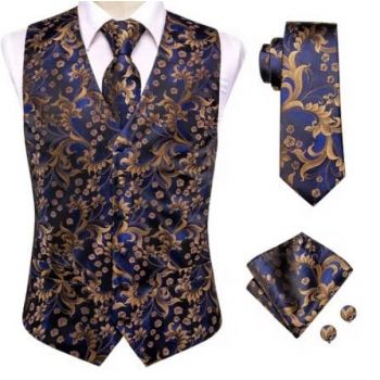 Set vesta + cravata + batista + butoni, matase - model 28