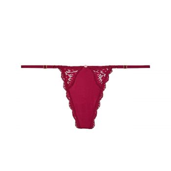 Lace-trim adjustable v-string panty m