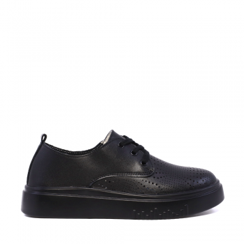 Pantofi cu șiret ușori femei Benvenuti negri din piele 1319DPF9100N