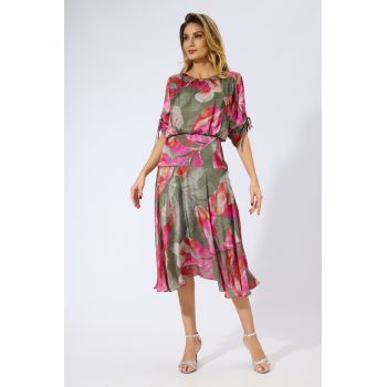 Rochie eleganta din voal satinat cu imprimeu Severina Multi