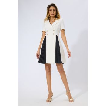 Rochie office cu model petrecut si pliuri Pierra Alba
