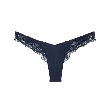 Rose lace-trim high-leg thong panty l