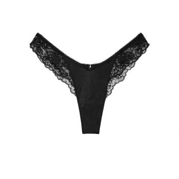 Rose lace-trim high-leg thong panty s