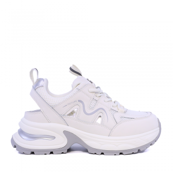 Sneakers decupați femei Luca di Gioia albi din piele și textil 3849DD001AAG ieftini la reducere