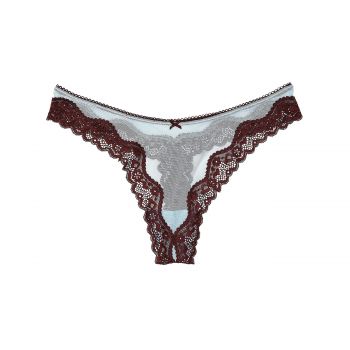 Tease mesh lace-trim high-leg thong panty l