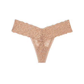 Lace-up lace thong panty l