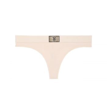 Logo cotton shine patch thong panty s