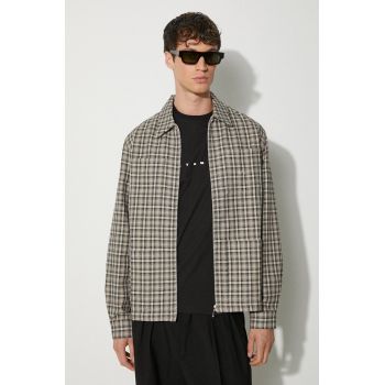 Awake NY geacă cu aspect de cămașă Lt Wt culoarea maro, de tranzitie, oversize, SP24-OT004