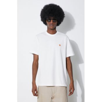 Baracuta tricou din bumbac Logo barbati, culoarea alb, neted, BRTEE0015
