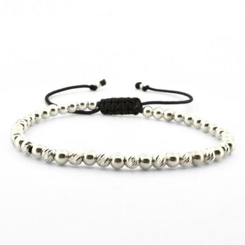 Bratara cu snur si Bile din Argint 925 4mm, Unisex